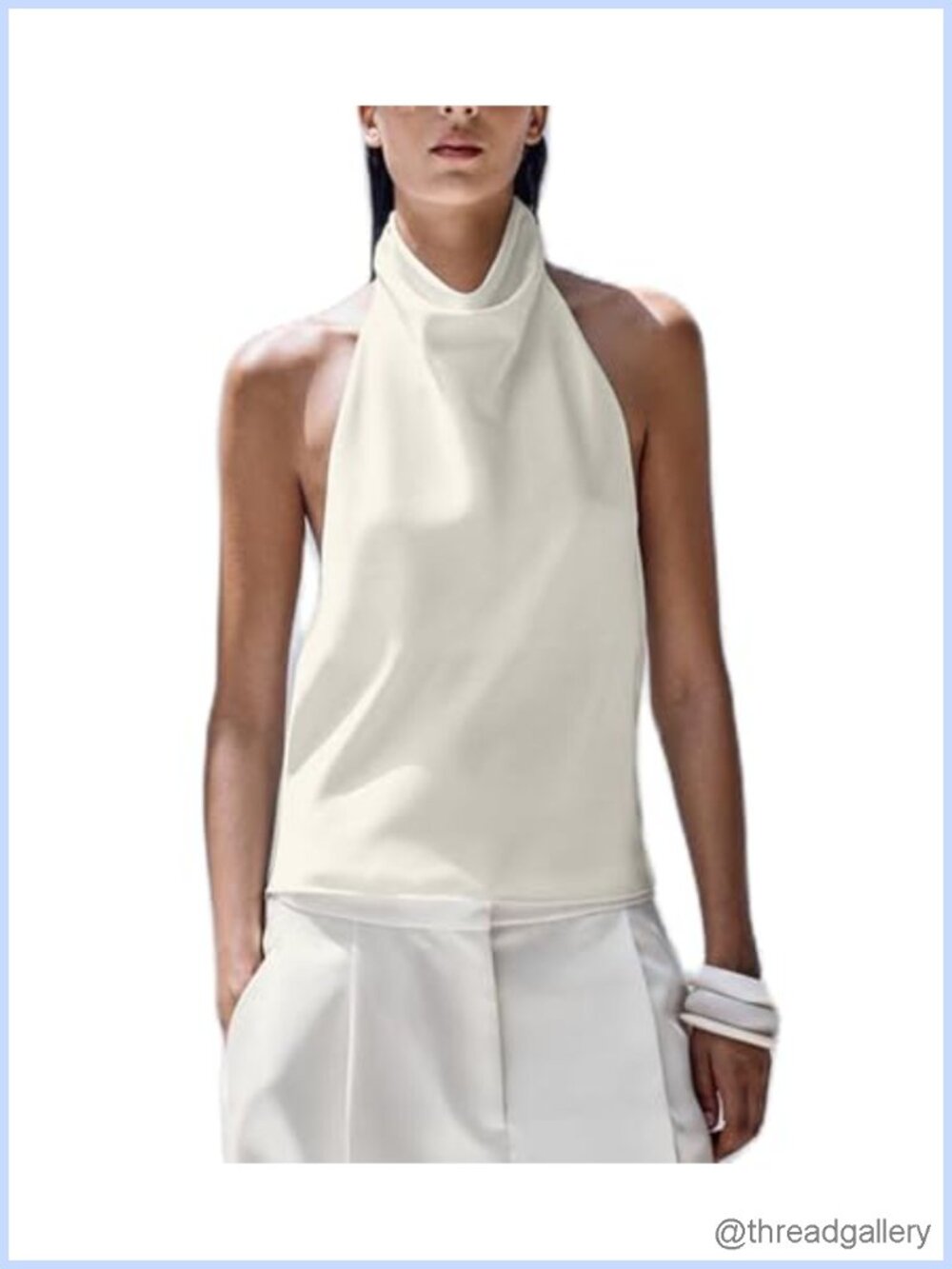 Women Mock Neck Satin Halter Tops Sexy Open Back High Neck Tank Tops Y2k Going